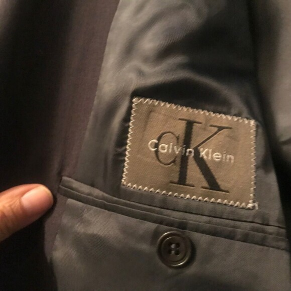 Calvin Klein 3 Button Super 100s Wool Blazer Jacket Brown 39R made in Italy - Picture 4 of 8